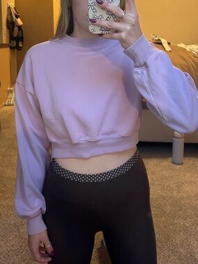 Able Cropped Lavender Crewneck Sweatshirt